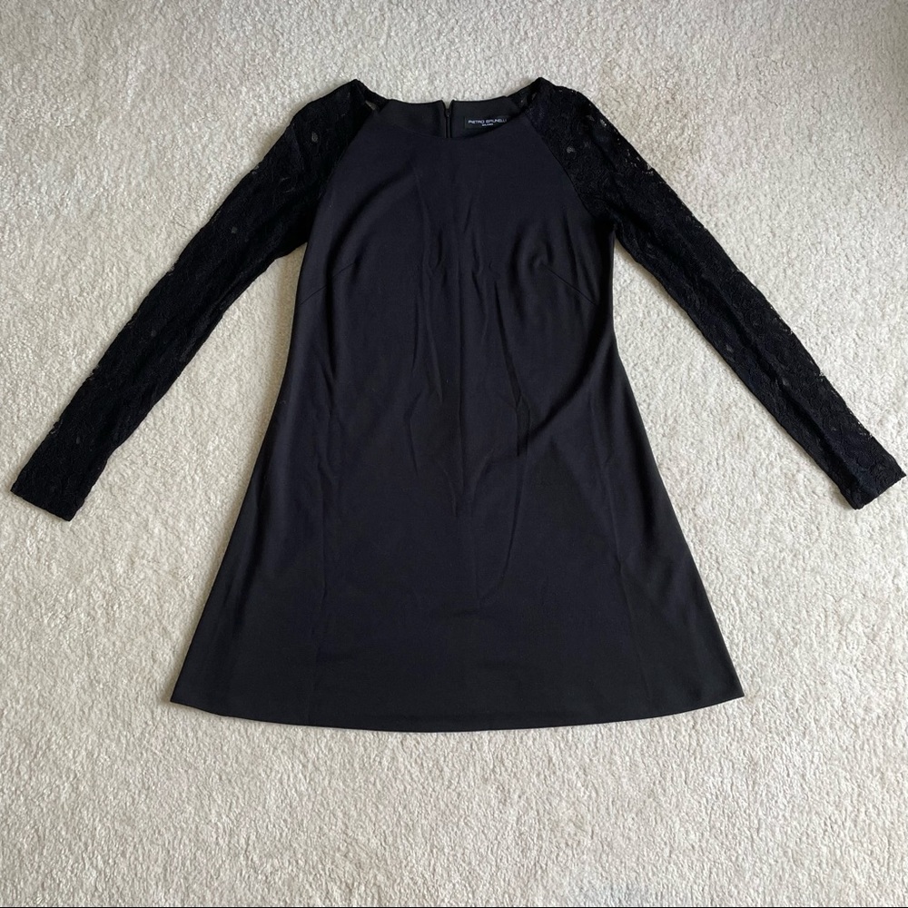 Pietro Brunelli maternity Black dress with lace long sleeves (size small)